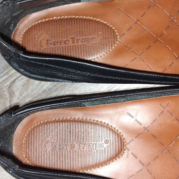 Women's Bare Traps Adana Black Leather Faux Fur Slip On Shoes Loafers  Sz 8.5 - Picture 6 of 8